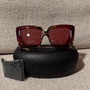NIC Salvatore Ferragamo Red and Brown Sunglasses